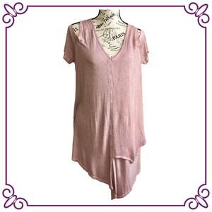 XCVI Dusty Rose Cold Shoulder V-Neck Relaxed Fit Tunic Small